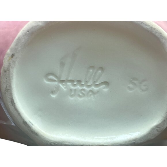 Hull Turquoise Pink Ceramic Basket With Handle Vintage Collectible #56 Gift MCM - Picture 7 of 8